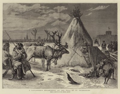 拉普兰人在圣彼得堡的涅瓦河上的营地 作者 塞缪尔·埃德蒙·沃勒